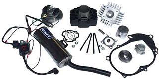 PW50 BIG BORE ENGINE, SILENCER, AND BLACK DRAGON IGNITION KIT aftermarket upgrade